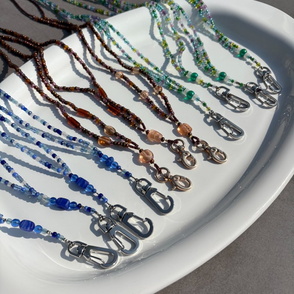NEW HANDMADE | Beaded Lanyard | ID Badge Card Holder | Teacher Nurse Gift